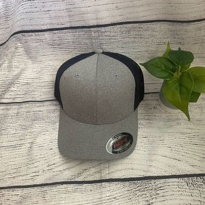 Flexfit Trucker Hat Heather Gray and Navy Brand New
